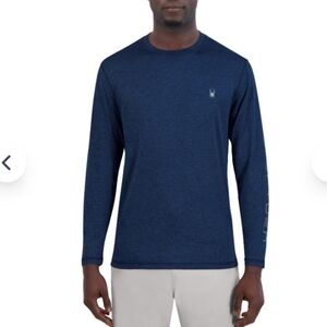 Spyder Shirt Mens S Blue Swim‎ Tech Tee UPF 50+ Rash Guard Long Sleeve Surf Sun